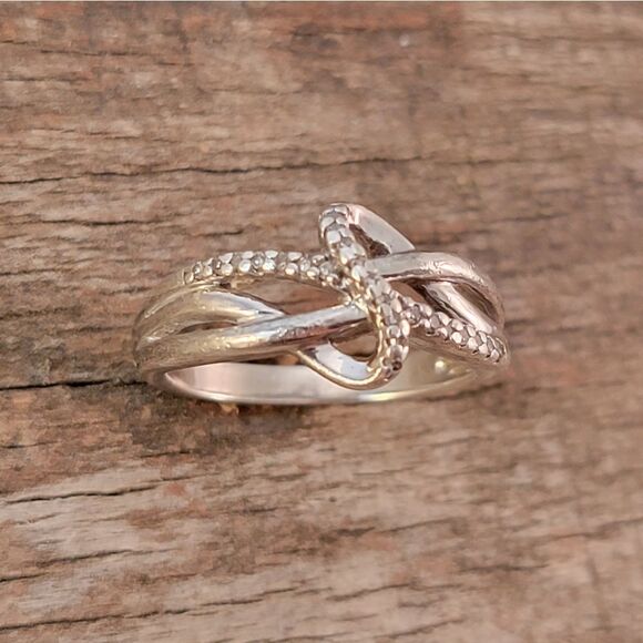 Diamond Sterling Openwork Ribbon Ring - Picture 4 of 7